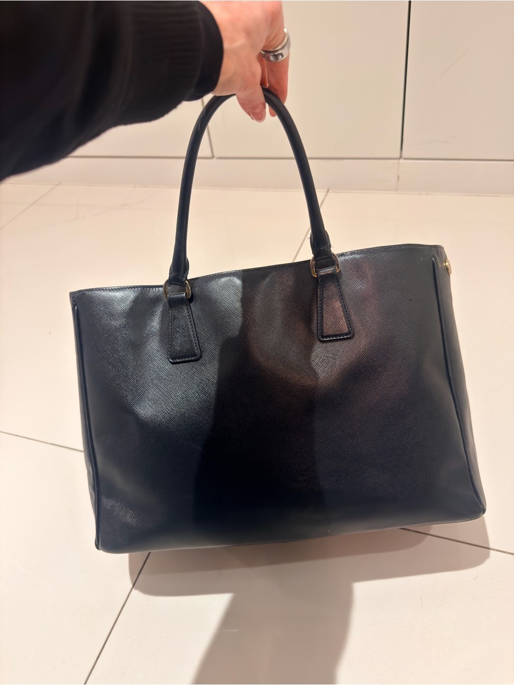 Prada Black Saffiano Leather Tote with Gold Hardware - Picture 2 of 6